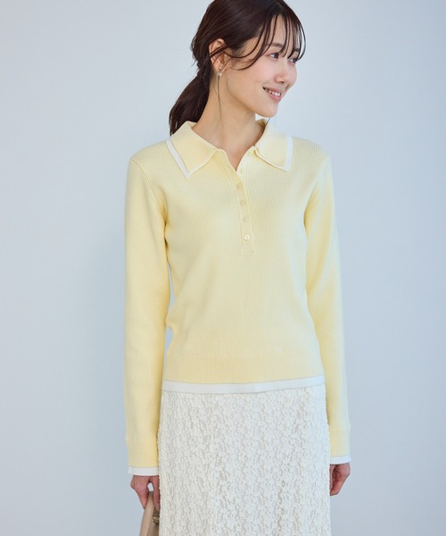 ROPE' PICNIC(ロペピクニック)の「レイヤード風リブポロニット(ニット/セーター・レディース・ネイビー/ブラウン/ライトグレー/クリーム・FREE)」の14枚目の写真