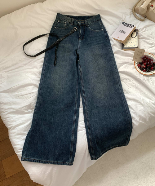 VASCARA（バスカラ）の「[Fleece-lined] Semi Wide Straight Denim Pants（デニムパンツ・レディース・ダークブルー・LARGE/SMALL）」の3枚目の写真
