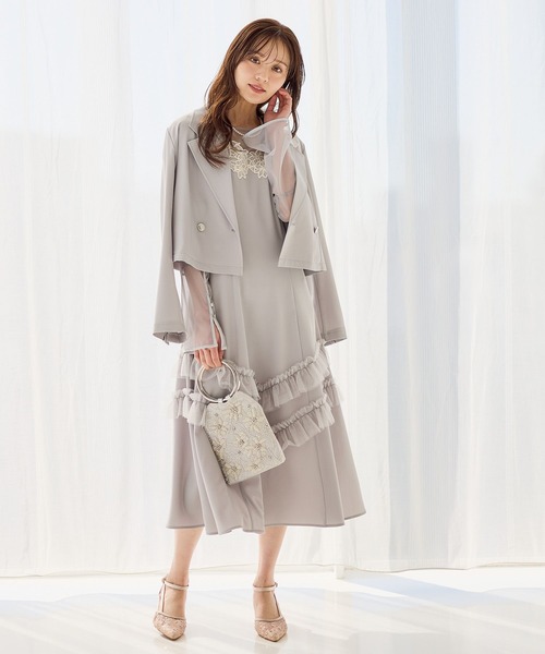 Andemiu（アンデミュウ）の「【3item set】ジャケットセットドレス644002（ドレス・レディース・ライトグレー/ブラック/グリーン系その他6・FREE）」の3枚目の写真