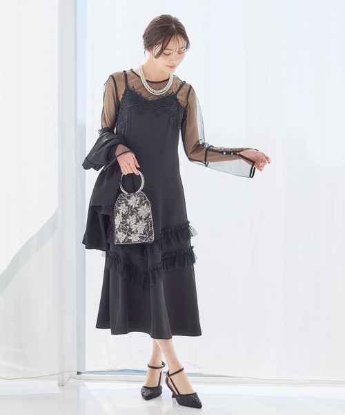 Andemiu（アンデミュウ）の「【3item set】ジャケットセットドレス644002（ドレス・レディース・ライトグレー/ブラック/グリーン系その他6・FREE）」の2枚目の写真