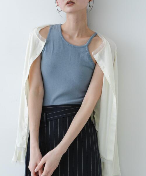 SENSE OF PLACE by URBAN RESEARCH（センスオブプレイスバイアーバンリサーチ）の「アシメネックカップツキキャミソール（キャミソール・レディース・ブラウン/ライトブルー/ブラック・ONE）」の3枚目の写真