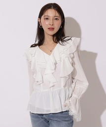 Apuweiser-riche | レースディテールフリルブラウス(シャツ/ブラウス)