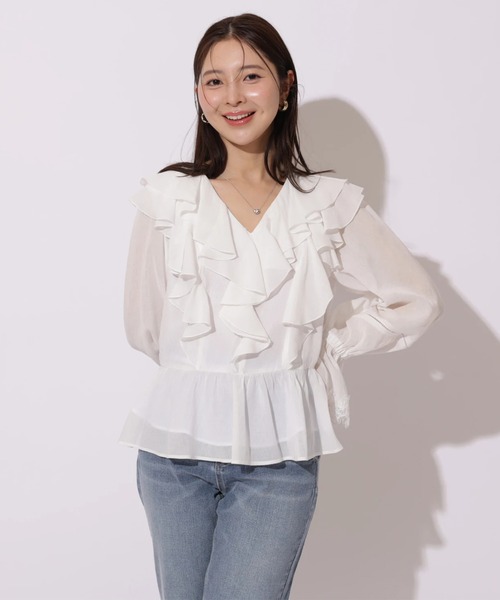 Apuweiser-riche（アプワイザーリッシェ）の「レースディテールフリルブラウス（シャツ/ブラウス・レディース・ライトブルー/ホワイト/ピンク・2/1）」の4枚目の写真