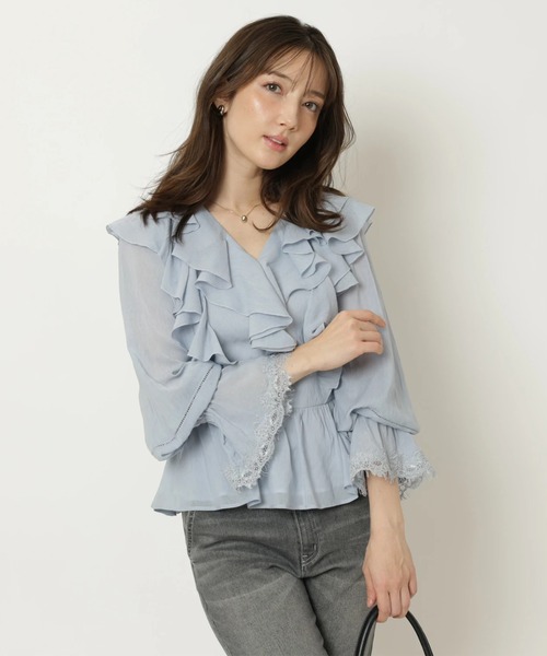 Apuweiser-riche（アプワイザーリッシェ）の「レースディテールフリルブラウス（シャツ/ブラウス・レディース・ライトブルー/ホワイト/ピンク・2/1）」の15枚目の写真