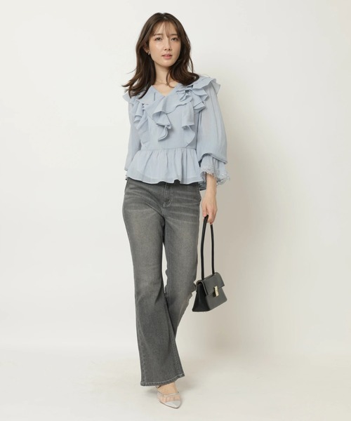 Apuweiser-riche（アプワイザーリッシェ）の「レースディテールフリルブラウス（シャツ/ブラウス・レディース・ライトブルー/ホワイト/ピンク・2/1）」の21枚目の写真