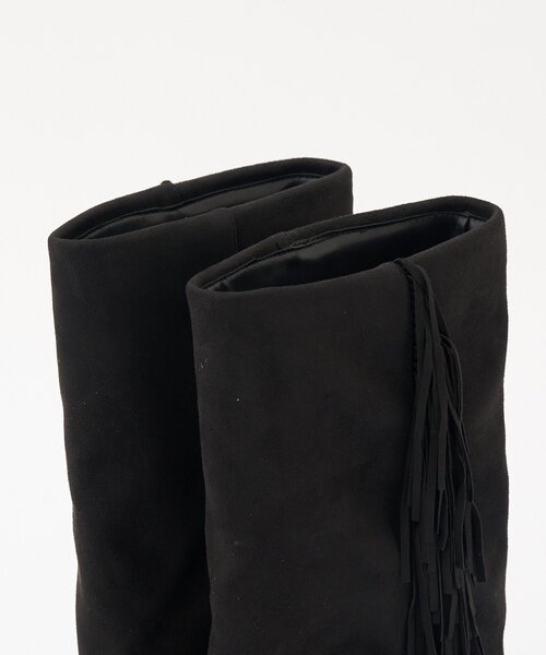 CIAOPANIC（チャオパニック）の「サイドフリンジミドルブーツ（ブーツ・レディース・ブラック/キャメル・LARGE/MEDIUM）」の6枚目の写真