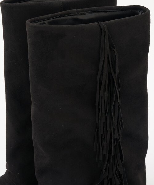 CIAOPANIC（チャオパニック）の「サイドフリンジミドルブーツ（ブーツ・レディース・ブラック/キャメル・LARGE/MEDIUM）」の8枚目の写真