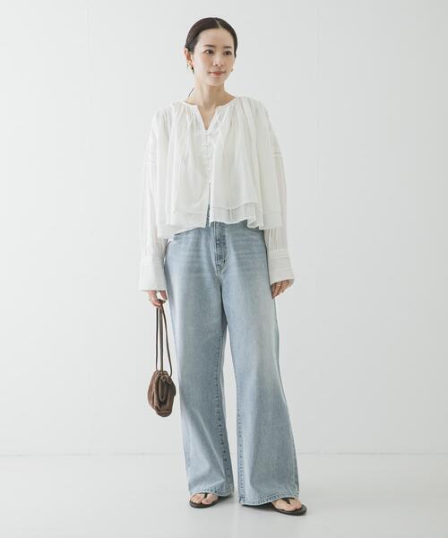 URBAN RESEARCH(アーバンリサーチ)の「コットンボイルギャザーショートブラウス(シャツ/ブラウス・レディース・ブラウン/ブルー系その他/イエロー/オフホワイト・FREE)」の11枚目の写真