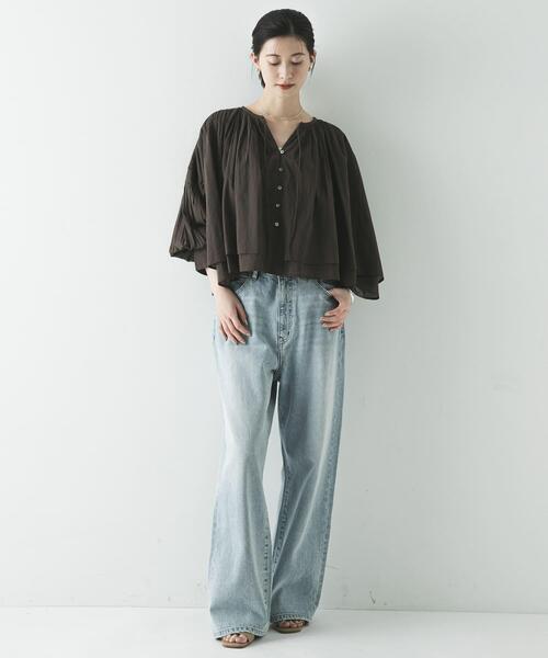 URBAN RESEARCH(アーバンリサーチ)の「コットンボイルギャザーショートブラウス(シャツ/ブラウス・レディース・ブラウン/ブルー系その他/イエロー/オフホワイト・FREE)」の17枚目の写真