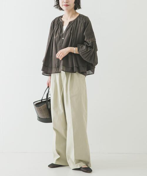 URBAN RESEARCH(アーバンリサーチ)の「コットンボイルギャザーショートブラウス(シャツ/ブラウス・レディース・ブラウン/ブルー系その他/イエロー/オフホワイト・FREE)」の18枚目の写真