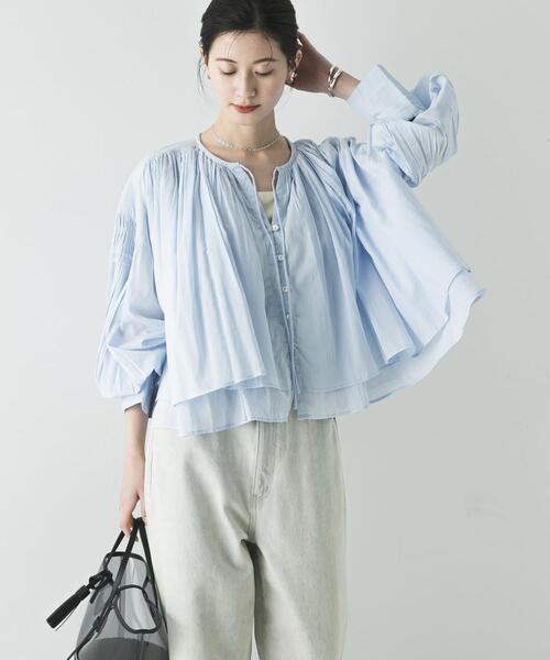 URBAN RESEARCH（アーバンリサーチ）の「コットンボイルギャザーショートブラウス（シャツ/ブラウス・レディース・ブラウン/ブルー系その他/イエロー/オフホワイト・FREE）」の15枚目の写真