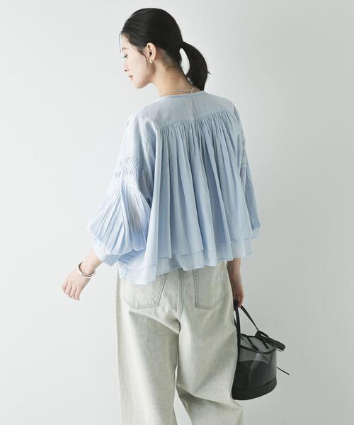 URBAN RESEARCH（アーバンリサーチ）の「コットンボイルギャザーショートブラウス（シャツ/ブラウス・レディース・ブラウン/ブルー系その他/イエロー/オフホワイト・FREE）」の18枚目の写真