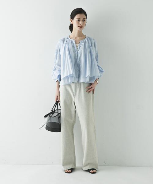 URBAN RESEARCH（アーバンリサーチ）の「コットンボイルギャザーショートブラウス（シャツ/ブラウス・レディース・ブラウン/ブルー系その他/イエロー/オフホワイト・FREE）」の19枚目の写真