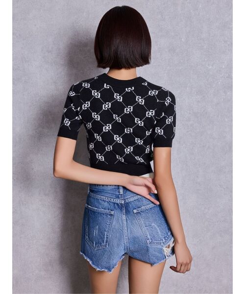 GYDA（ジェイダ）の「GG quiltingニットトップス（ニット/セーター・レディース・ブラック/グレー・FREE）」の4枚目の写真