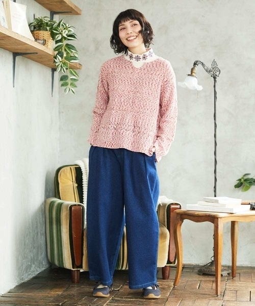 Jocomomola(ホコモモラ)の「デニムカーブシルエットパンツ(その他パンツ・レディース・ネイビー・42/40)」の7枚目の写真