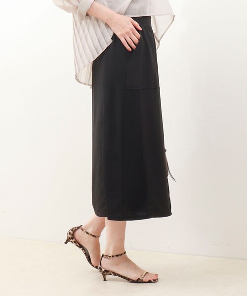MICO COULIER（ミコクリエ）の「麻調×リブ切替スカート（スカート・レディース・ブラック/オリーブ/グレー・38/36）」の20枚目の写真