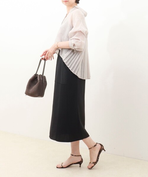 MICO COULIER（ミコクリエ）の「麻調×リブ切替スカート（スカート・レディース・ブラック/オリーブ/グレー・38/36）」の19枚目の写真