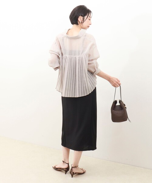 MICO COULIER（ミコクリエ）の「麻調×リブ切替スカート（スカート・レディース・ブラック/オリーブ/グレー・38/36）」の18枚目の写真