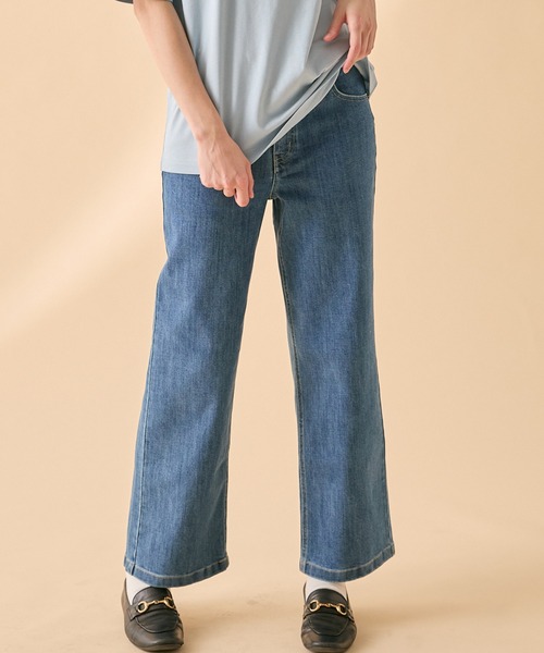 AIGLE(エーグル)の「オーガニックコットン ストレート ストレッチデニム ジーンズ(デニムパンツ・レディース・ブルー/ライトブルー・40/38/34/36)」の2枚目の写真