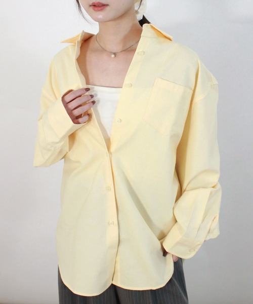 Reurie'(レウリィ)の「【ZOZO限定】ベーシックオーバーシャツ / 春服 春夏 オーバーサイズ シンプル カジュアル(シャツ/ブラウス・レディース・ブルー/ホワイト/イエロー・FREE)」の3枚目の写真