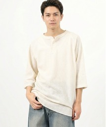ALWAYS GOOD TIME（オルウェイズグッドタイム）の「【JEMORGAN / ジェーイーモーガン】ワッフルヘンリーネック７分袖Tシャツ（Tシャツ/カットソー）」
