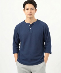 【JEMORGAN / ジェーイーモーガン】ワッフルヘンリーネック７分袖Tシャツ