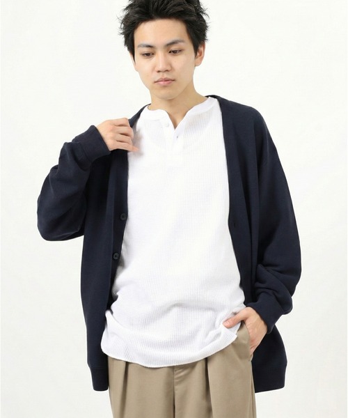 ALWAYS GOOD TIME(オルウェイズグッドタイム)の「【JEMORGAN / ジェーイーモーガン】ワッフルヘンリーネック7分袖Tシャツ(Tシャツ/カットソー・メンズ・ホワイト/カーキ/ナチュラル/杢グレー/ネイビー/ブラック・S/XL/L/M)」の1枚目の写真