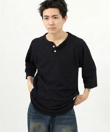 【JEMORGAN / ジェーイーモーガン】ワッフルヘンリーネック7分袖Tシャツ