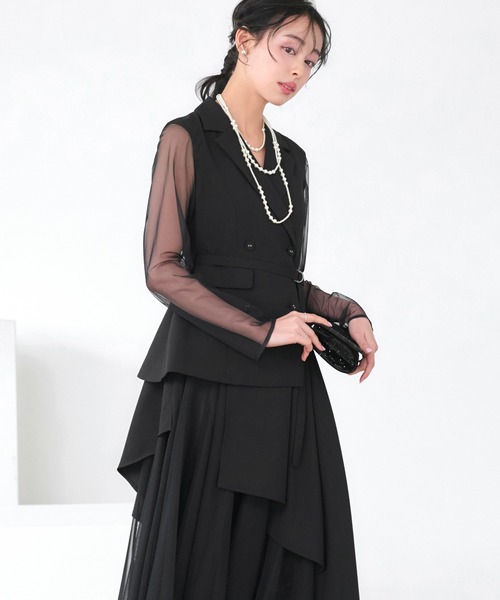 RUIRUE BOUTIQUE（ルイルエブティック）の「オケージョン 結婚式ドレス ｜ チュール レイヤード ジャケット ワンピース ドレス ｜ パーティードレス・オケージョンドレス・お呼ばれドレス・セレモニードレス（ドレス・レディース・ブラック/ピンクベージュ/チャコール・L/M）」の17枚目の写真