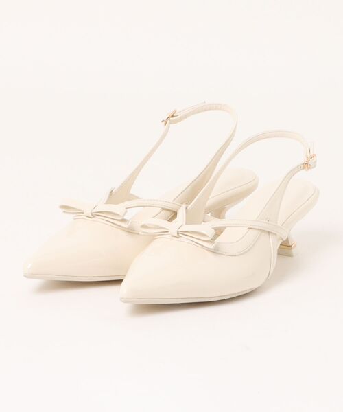 dazzlin（ダズリン）の「【G】フロントリボンシアーパンプス（パンプス・レディース・ブラック/アイボリー/オフホワイト・MEDIUM/LARGE）」の2枚目の写真