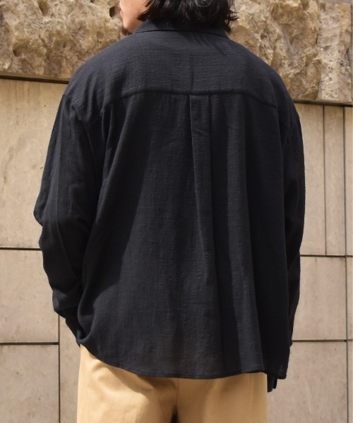 Noen(ノエン)の「リネンライクガーゼスキッパーシャツ(シャツ/ブラウス・メンズ・ブラック/アッシュブラウン/ホワイト・LARGE/MEDIUM)」の10枚目の写真