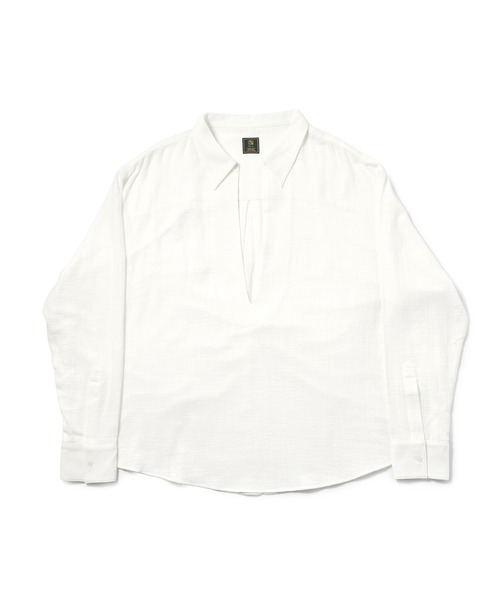 Noen(ノエン)の「リネンライクガーゼスキッパーシャツ(シャツ/ブラウス・メンズ・ブラック/アッシュブラウン/ホワイト・LARGE/MEDIUM)」の4枚目の写真