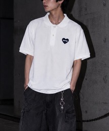 THRASHER（スラッシャー）の「【at】〔THRASHER スラッシャー〕別注 ワンポイントハート刺繍 鹿の子ポロシャツ ドローコード ショート丈 ユニセックス（ポロシャツ）」