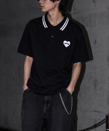 THRASHER（スラッシャー）の「【at】〔THRASHER スラッシャー〕別注 ワンポイントハート刺繍 鹿の子ポロシャツ ドローコード ショート丈 ユニセックス（ポロシャツ）」