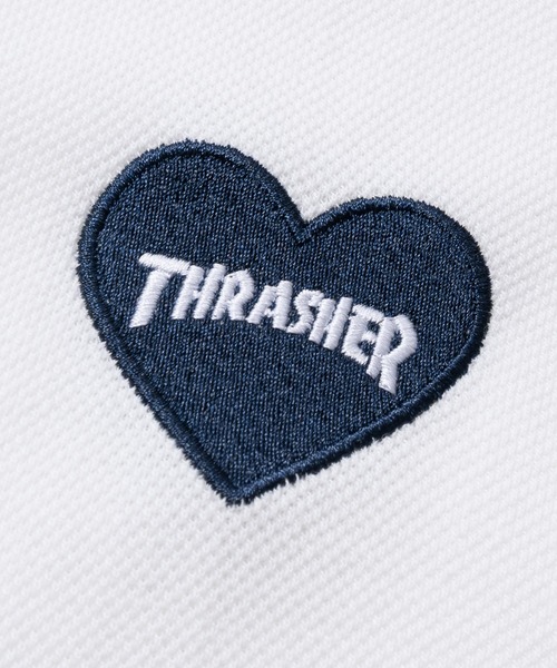 THRASHER（スラッシャー）の「【at】〔THRASHER/スラッシャー〕別注 ワンポイントハート刺繍 鹿の子ポロシャツ ドローコード/ショート丈/ユニセックス/速乾（ポロシャツ・メンズ・ホワイト系2/ホワイト系1/ブラック系1/ブラック系2・SMALL/LARGE/MEDIUM）」の7枚目の写真