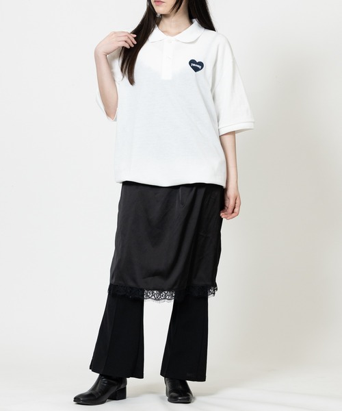 THRASHER（スラッシャー）の「【at】〔THRASHER/スラッシャー〕別注 ワンポイントハート刺繍 鹿の子ポロシャツ ドローコード/ショート丈/ユニセックス/速乾（ポロシャツ・メンズ・ホワイト系2/ホワイト系1/ブラック系1/ブラック系2・SMALL/LARGE/MEDIUM）」の11枚目の写真
