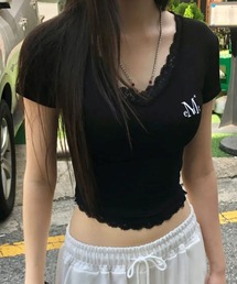 MUCENT | MUCENT／レースVネックT(Tシャツ/カットソー)