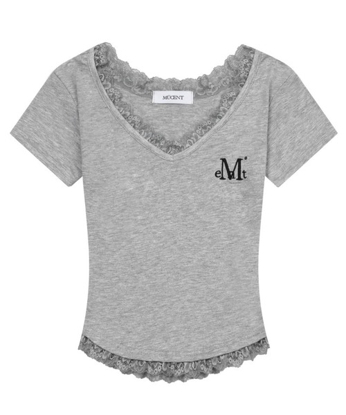 MUCENT(ムセント)の「★K-POPアイドル着用 MUCENT/レースVネックT(Tシャツ/カットソー・レディース・グレー/ブラック/アイボリー・FREE)」の22枚目の写真