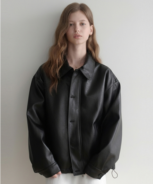 LENAV(ルナブ)の「les button leather Jacket (black)(ライダースジャケット・レディース・その他・LARGE/MEDIUM)」の1枚目の写真