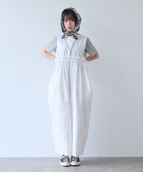 bulle de savon（ビュルデサボン）の「オックス 製品染め tsunagi（つなぎ/オールインワン・レディース・ブラック/ホワイト・FREE）」の3枚目の写真