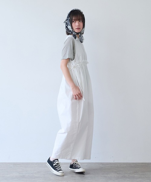 bulle de savon（ビュルデサボン）の「オックス 製品染め tsunagi（つなぎ/オールインワン・レディース・ブラック/ホワイト・FREE）」の5枚目の写真