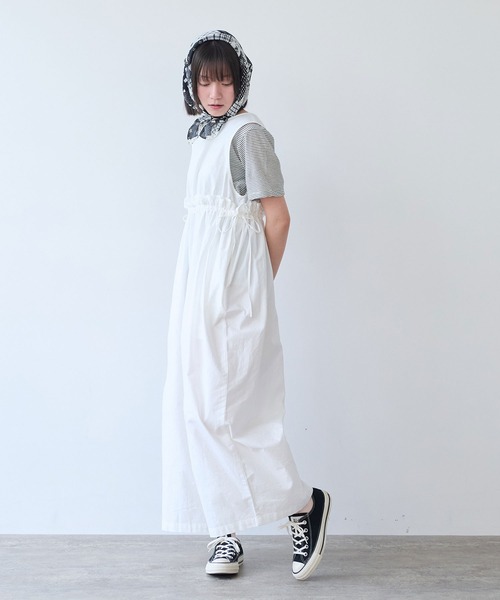 bulle de savon（ビュルデサボン）の「オックス 製品染め tsunagi（つなぎ/オールインワン・レディース・ブラック/ホワイト・FREE）」の4枚目の写真