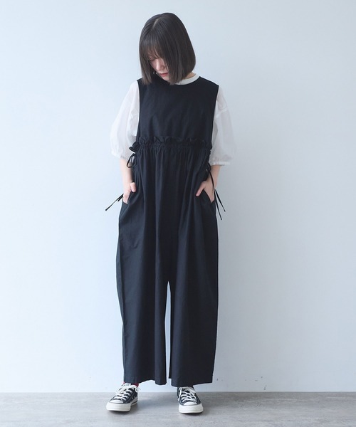 bulle de savon（ビュルデサボン）の「オックス 製品染め tsunagi（つなぎ/オールインワン・レディース・ブラック/ホワイト・FREE）」の15枚目の写真