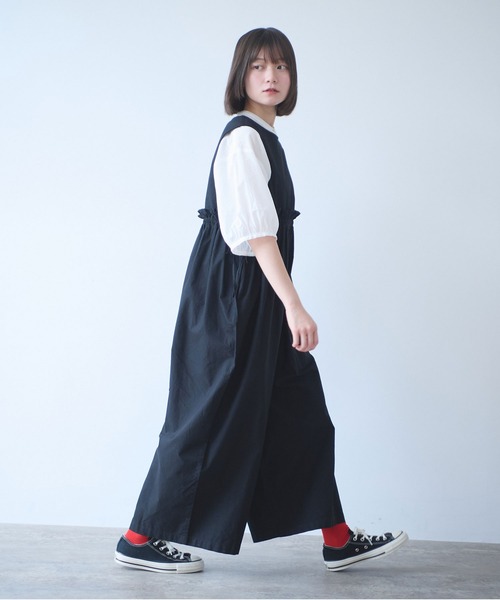 bulle de savon（ビュルデサボン）の「オックス 製品染め tsunagi（つなぎ/オールインワン・レディース・ブラック/ホワイト・FREE）」の16枚目の写真