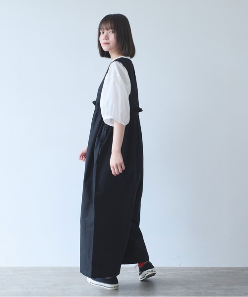 bulle de savon（ビュルデサボン）の「オックス 製品染め tsunagi（つなぎ/オールインワン・レディース・ブラック/ホワイト・FREE）」の18枚目の写真