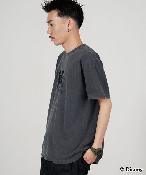 GOOD ROCK SPEED(グッドロックスピード)の「GOOD ROCK SPEED/グッドロックスピード / MickeyMouse / Charcoal×Black / Disney / プリントデザイン クルーネックTシャツ2026年春夏(Tシャツ/カットソー・メンズ・チャコールグレー・S/M/L)」の4枚目の写真