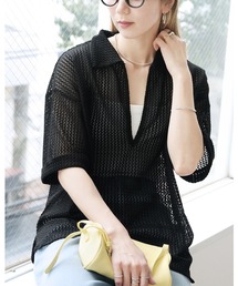 reca | メッシュレース襟付きヘンリープルオーバー(Tシャツ/カットソー)