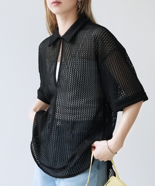 reca（レカ）の「メッシュレース襟付きヘンリープルオーバー（Tシャツ/カットソー・レディース・ブラック/モカ・M）」の18枚目の写真