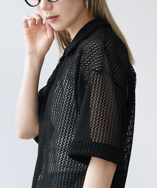 reca（レカ）の「メッシュレース襟付きヘンリープルオーバー（Tシャツ/カットソー・レディース・ブラック/モカ・M）」の19枚目の写真