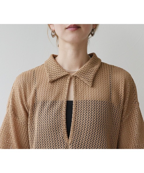 reca（レカ）の「メッシュレース襟付きヘンリープルオーバー（Tシャツ/カットソー・レディース・ブラック/モカ・M）」の9枚目の写真